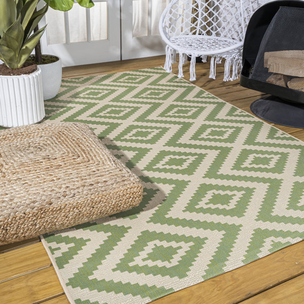 Zipcode Design™ Fidel Geometric Green/Beige Indoor / Outdoor Area Rug